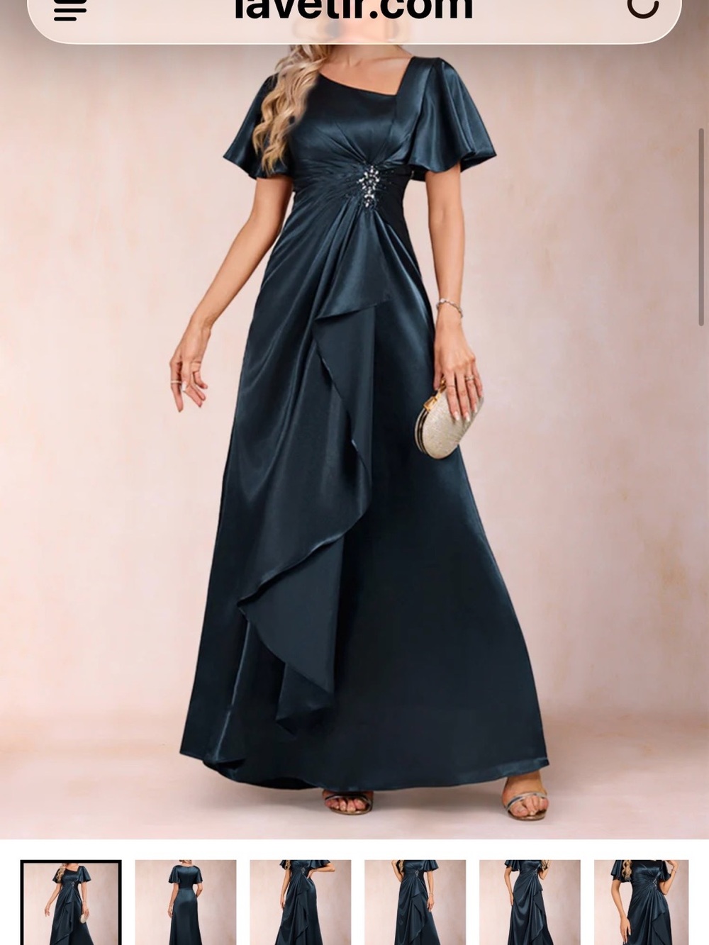 Lavetir MOB MOG deep Navy formal gown.  Adalind  A-line satin.